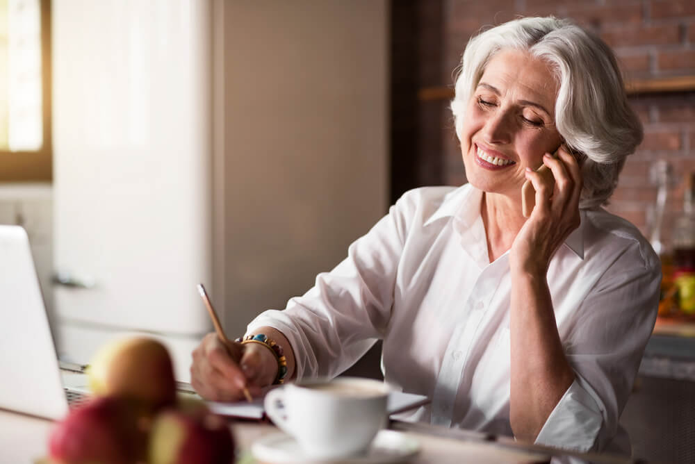 mature woman on phone